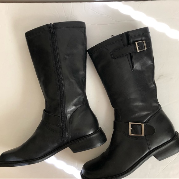 Matisse Riding Adjustable Silver Buckles Zip Side Leather Black Boots Size 8.5 - Picture 9 of 14